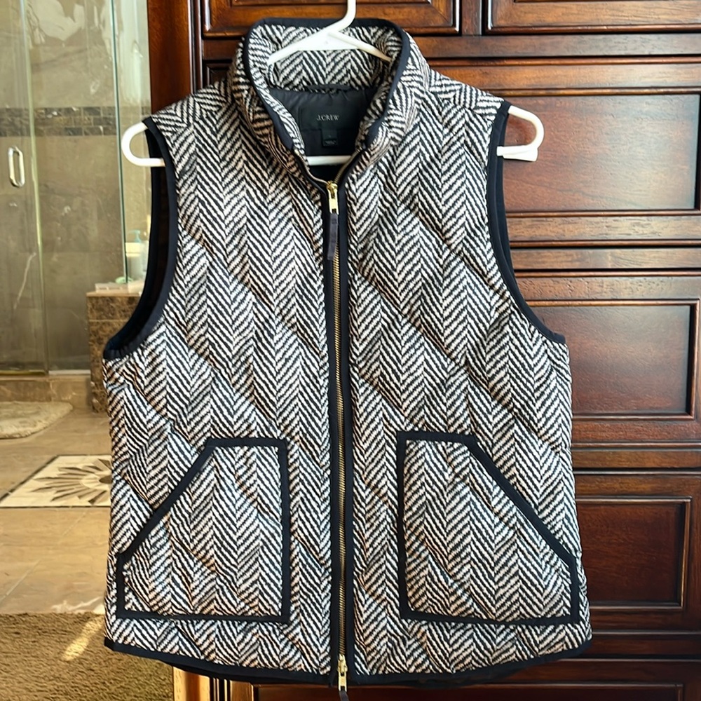J. Crew Herringbone Vest Black and Tan
